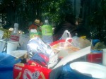 A birds-eye view of the food and drink.